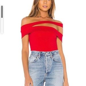 Super down red bodysuit